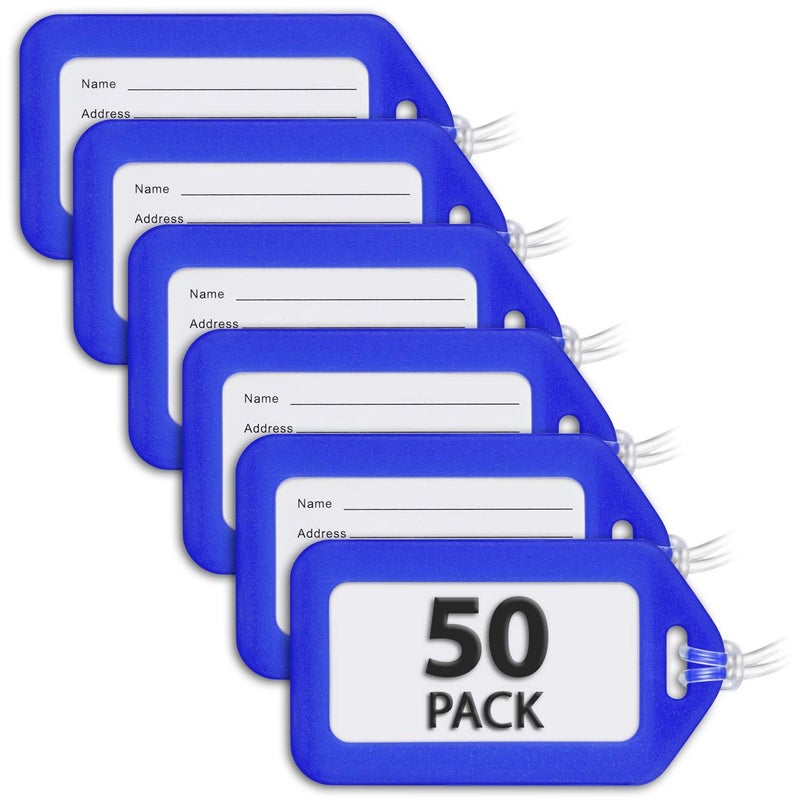 Mifflin-USA Luggage Tags (Blue, 50 PK), Bag Tag for Baggage, Suitcase Tags Bulk - Image 1